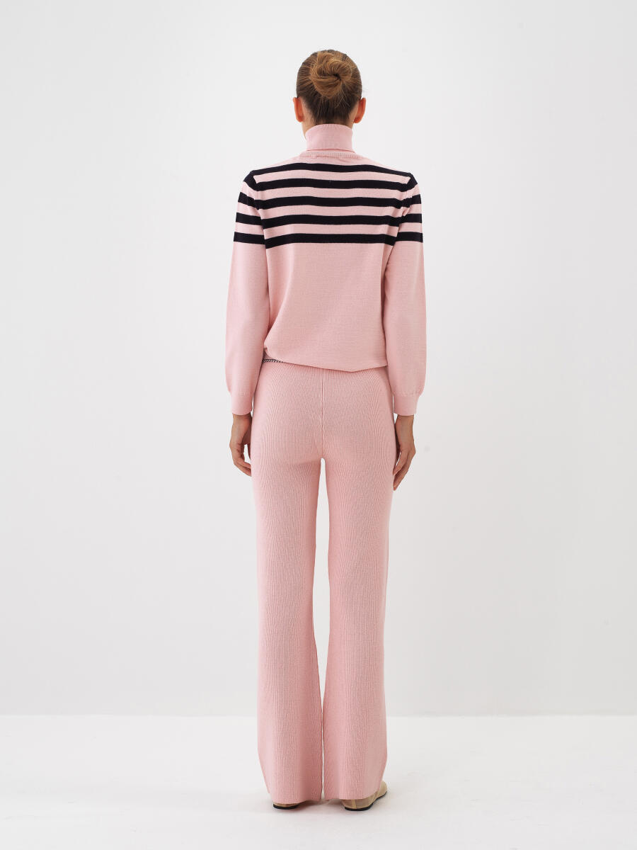 Pembe Doğal Yün Dokulu Regular Fit Kazak - 5