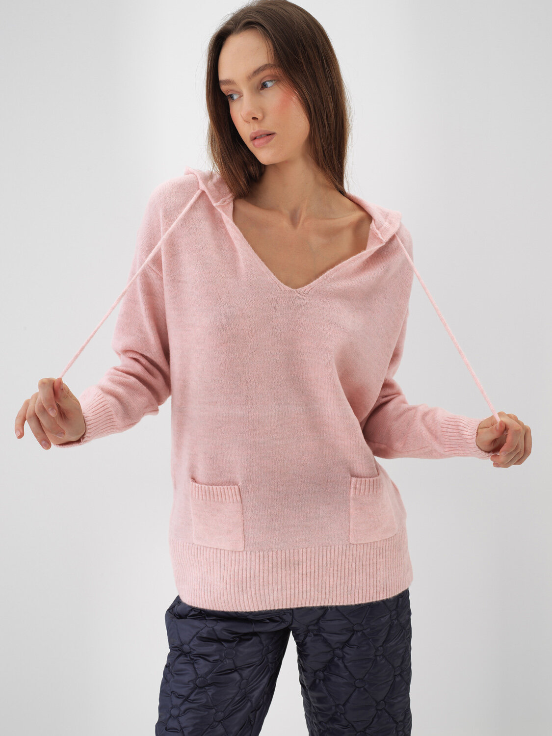 Pembe Yumuşak Dokulu Regular Fit Kazak - Xint