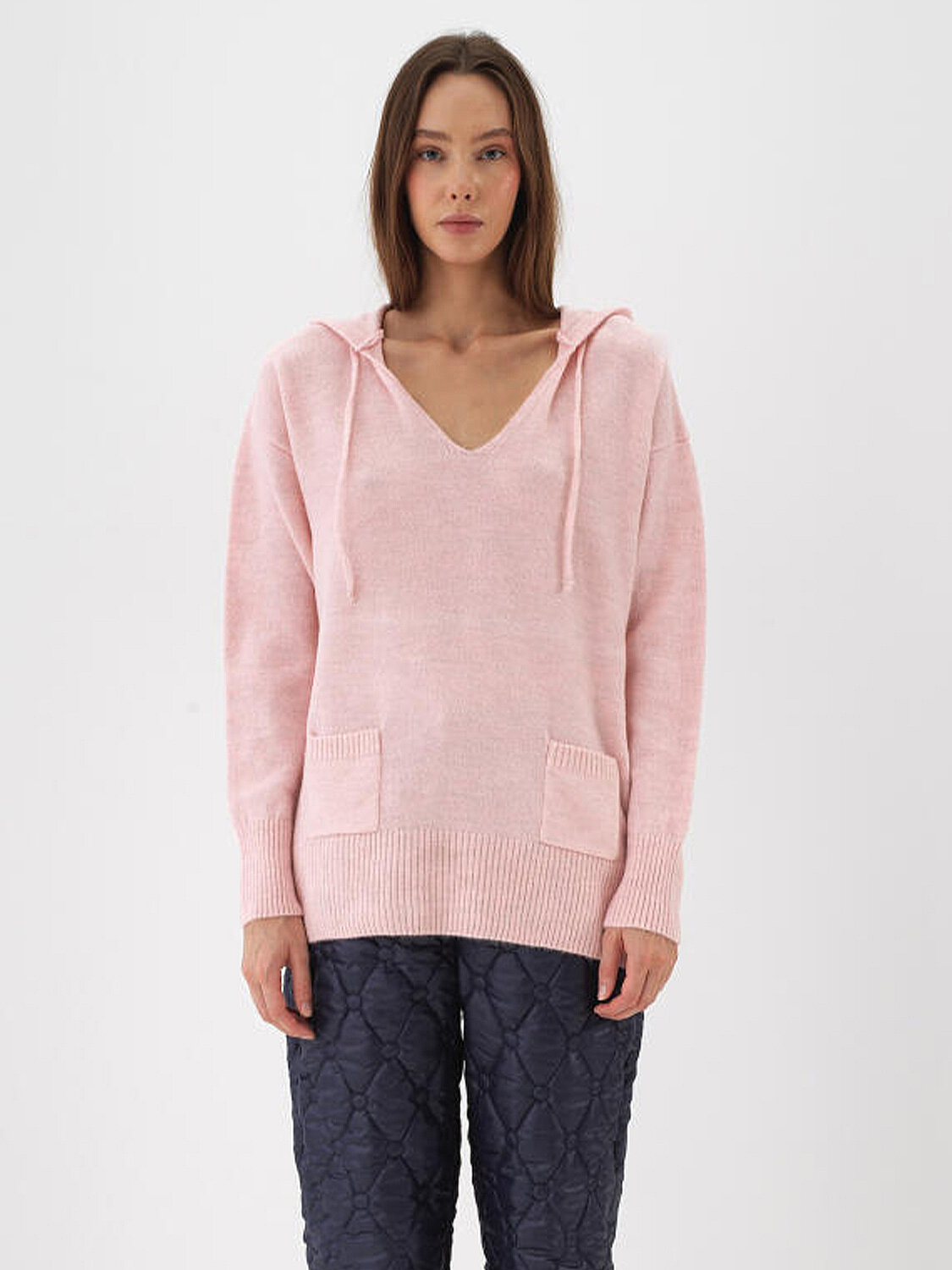 Pembe Regular Fit V Yaka Mohair Kazak - 3