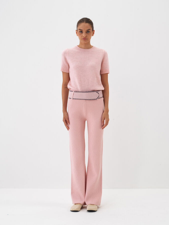 Pembe Yumuşak Dokulu Regular Fit Kazak - Xint