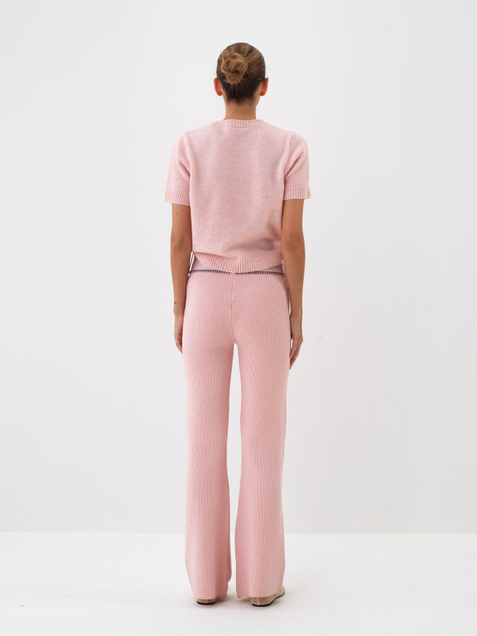 Pembe Yumuşak Dokulu Regular Fit Kazak - Xint