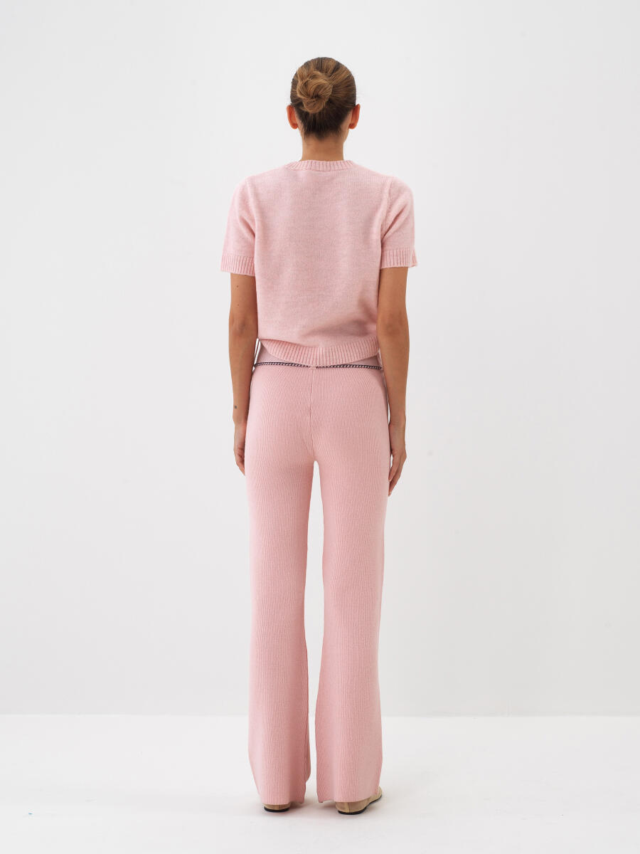 Pembe Yumuşak Dokulu Regular Fit Kazak - 5