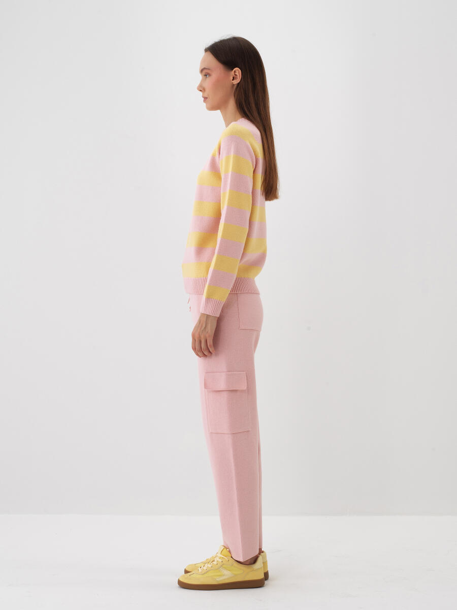 Sarı Doğal Yün Dokulu Regular Fit Kazak - 4