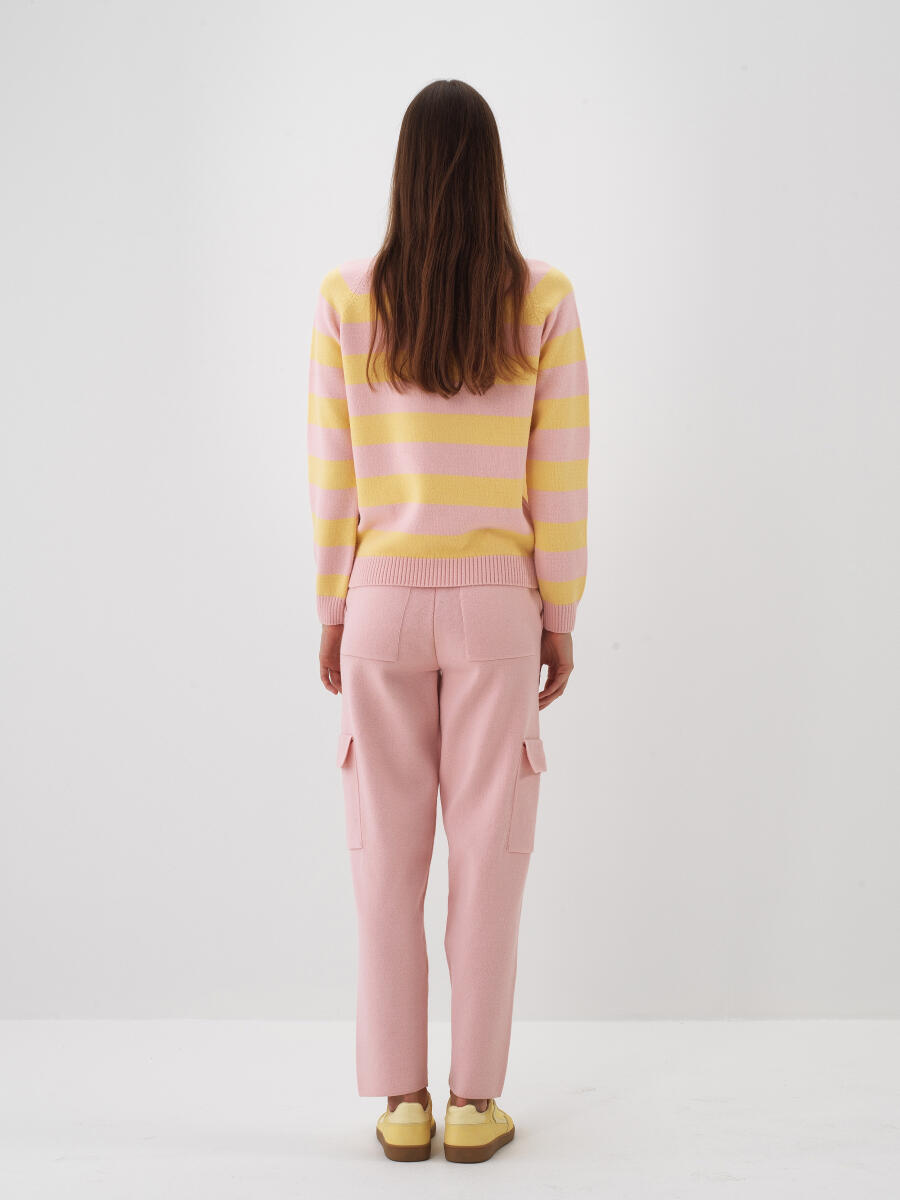 Sarı Doğal Yün Dokulu Regular Fit Kazak - 5