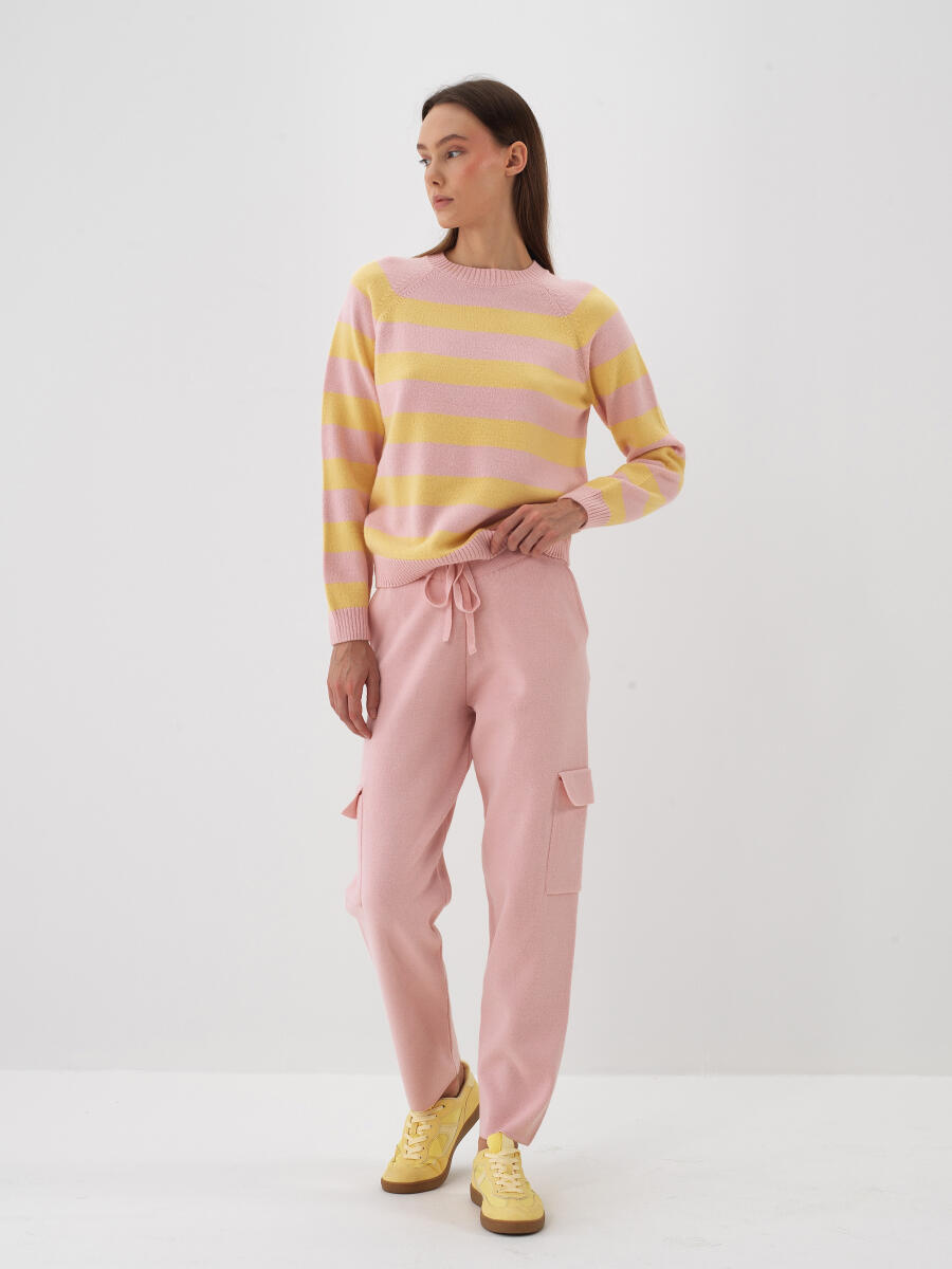 Sarı Doğal Yün Dokulu Regular Fit Kazak - 3