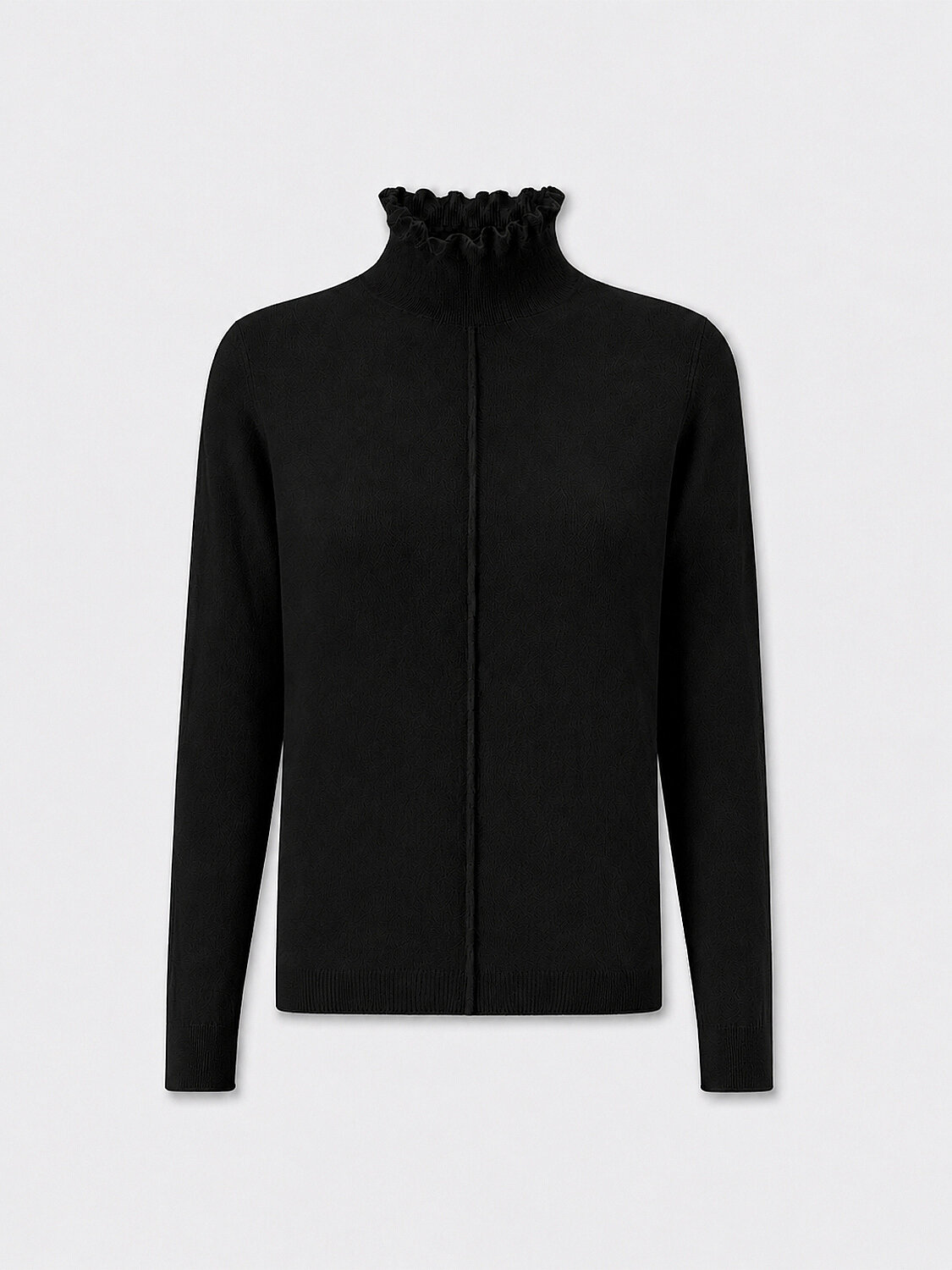 Siyah Doğal Yün Dokulu Slim Fit Kazak - 5