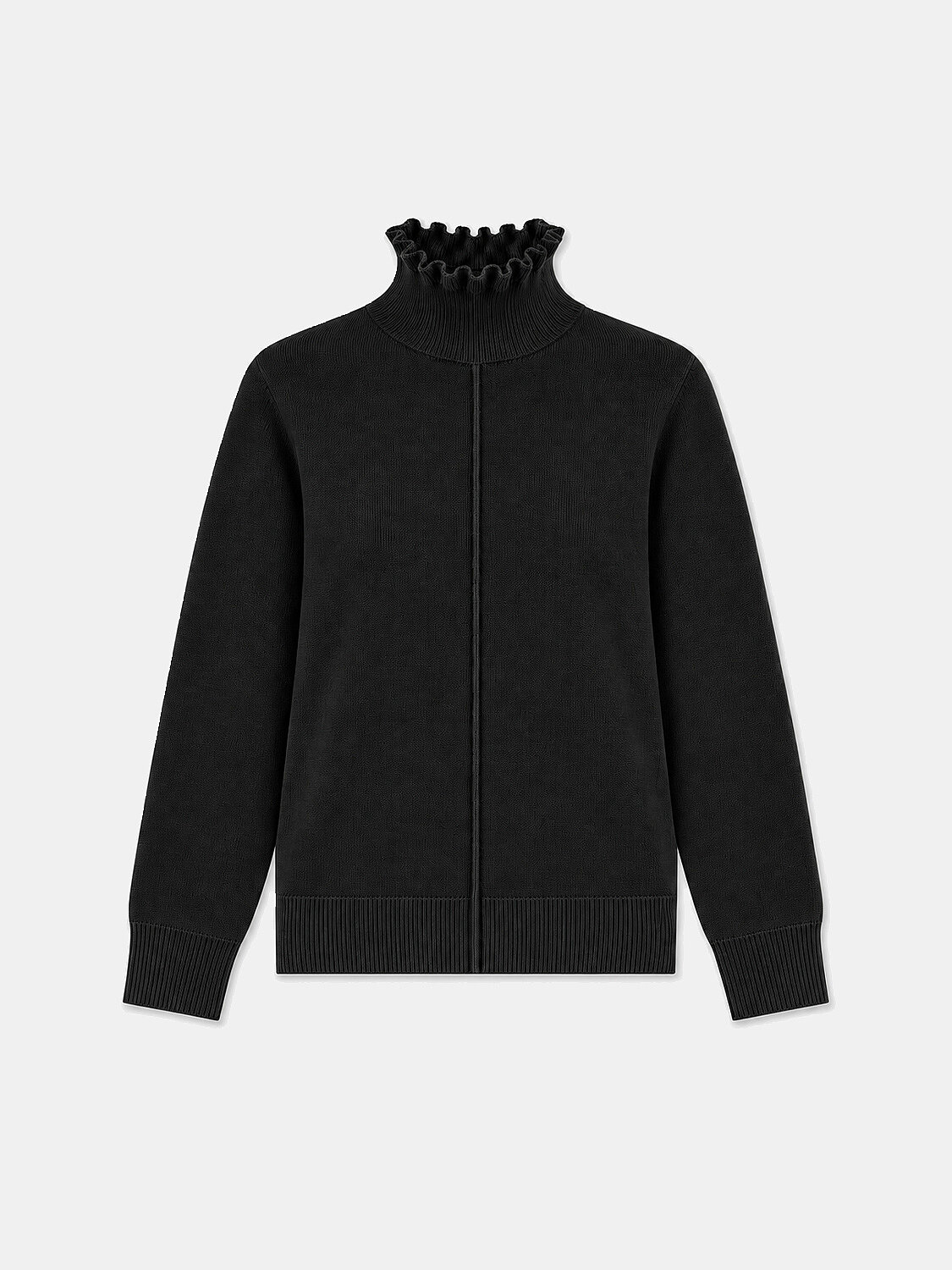 Siyah Slim Fit Balıkçı Yaka Yünlü Kazak - 1