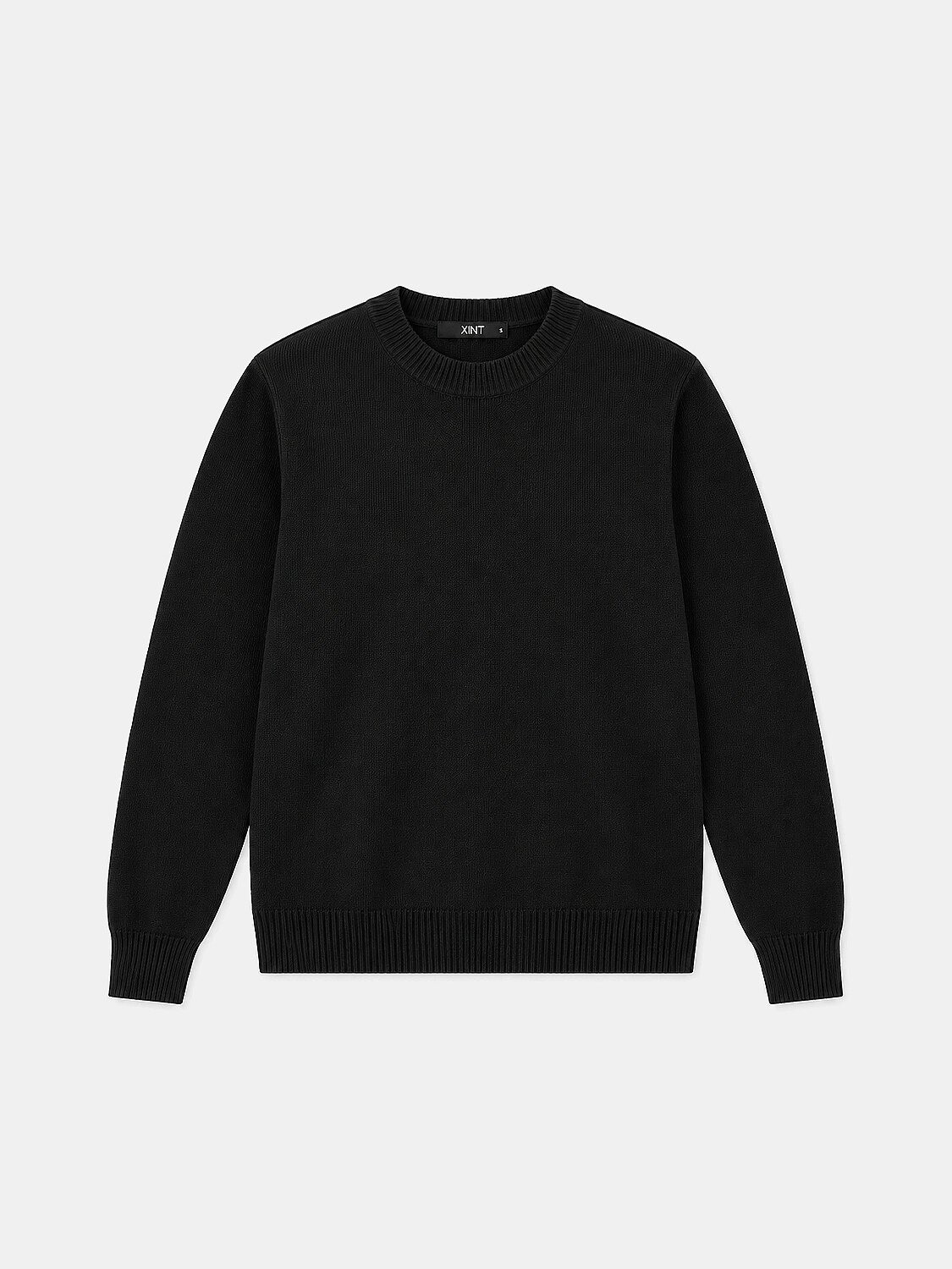 Siyah Pamuk Dokulu Oversize Kazak