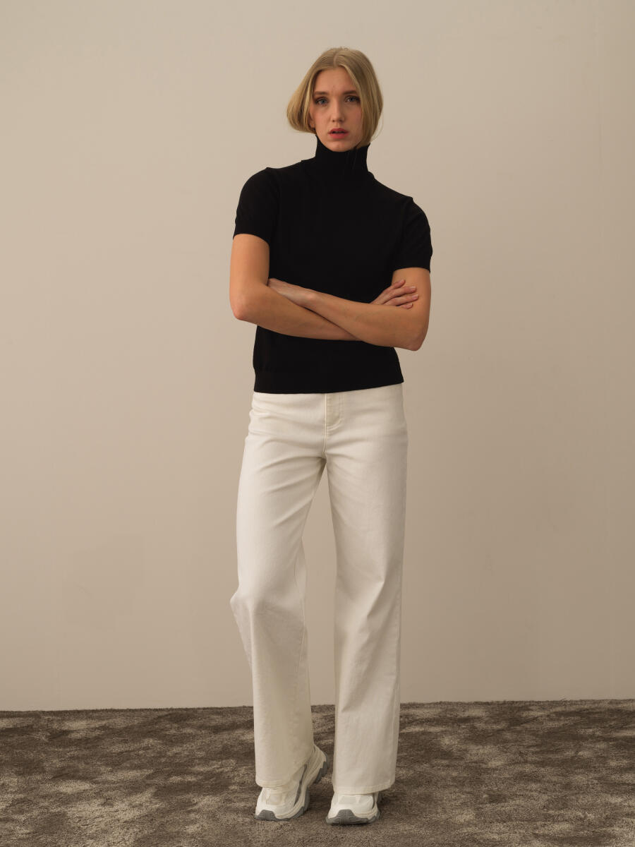 Siyah Pamuk Dokulu Regular Fit Kazak - 2