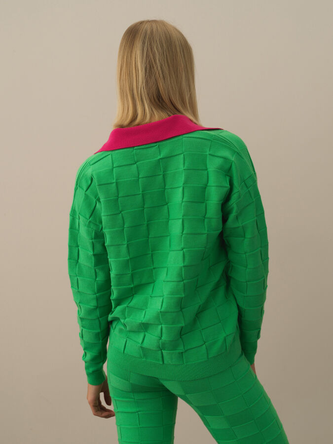 Yeşil Formunu Koruyan Oversize Kazak - Xint