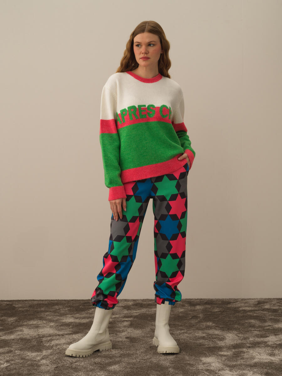 Yeşil Lüks Pamuk Dokulu Regular Fit Kazak - 2