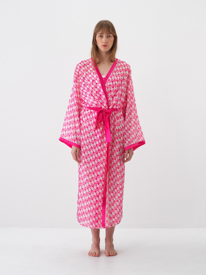 Pembe Formunu Koruyan Oversize Kimono - 3