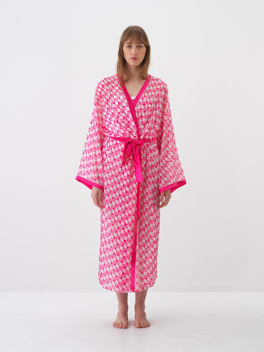 Pembe Formunu Koruyan Oversize Kimono - 3