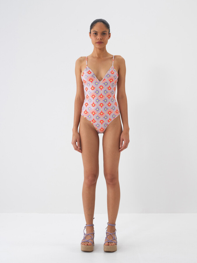 Lila Doğal Dökümlü Slim Fit Mayo (1)