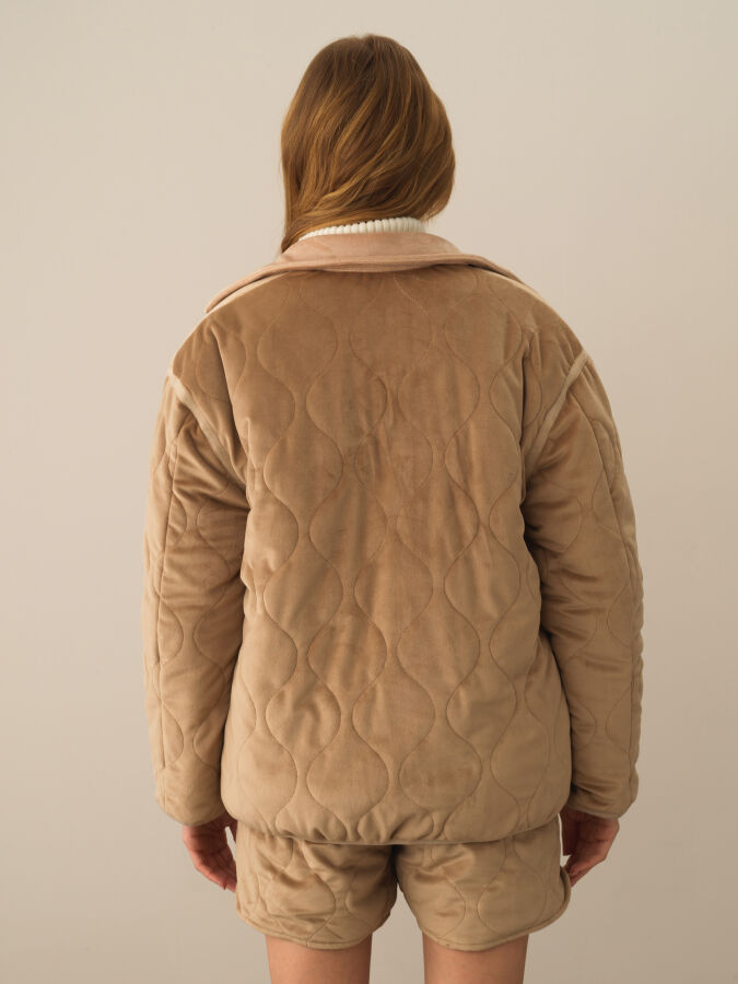 Camel Esnek Dokulu Oversize Mont - Xint