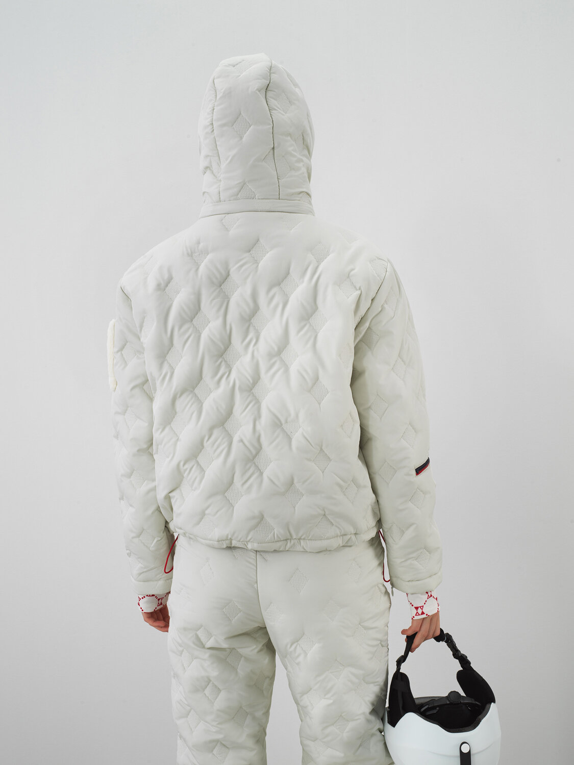 Ekru Kapitone Dokulu Oversize Mont - Xint