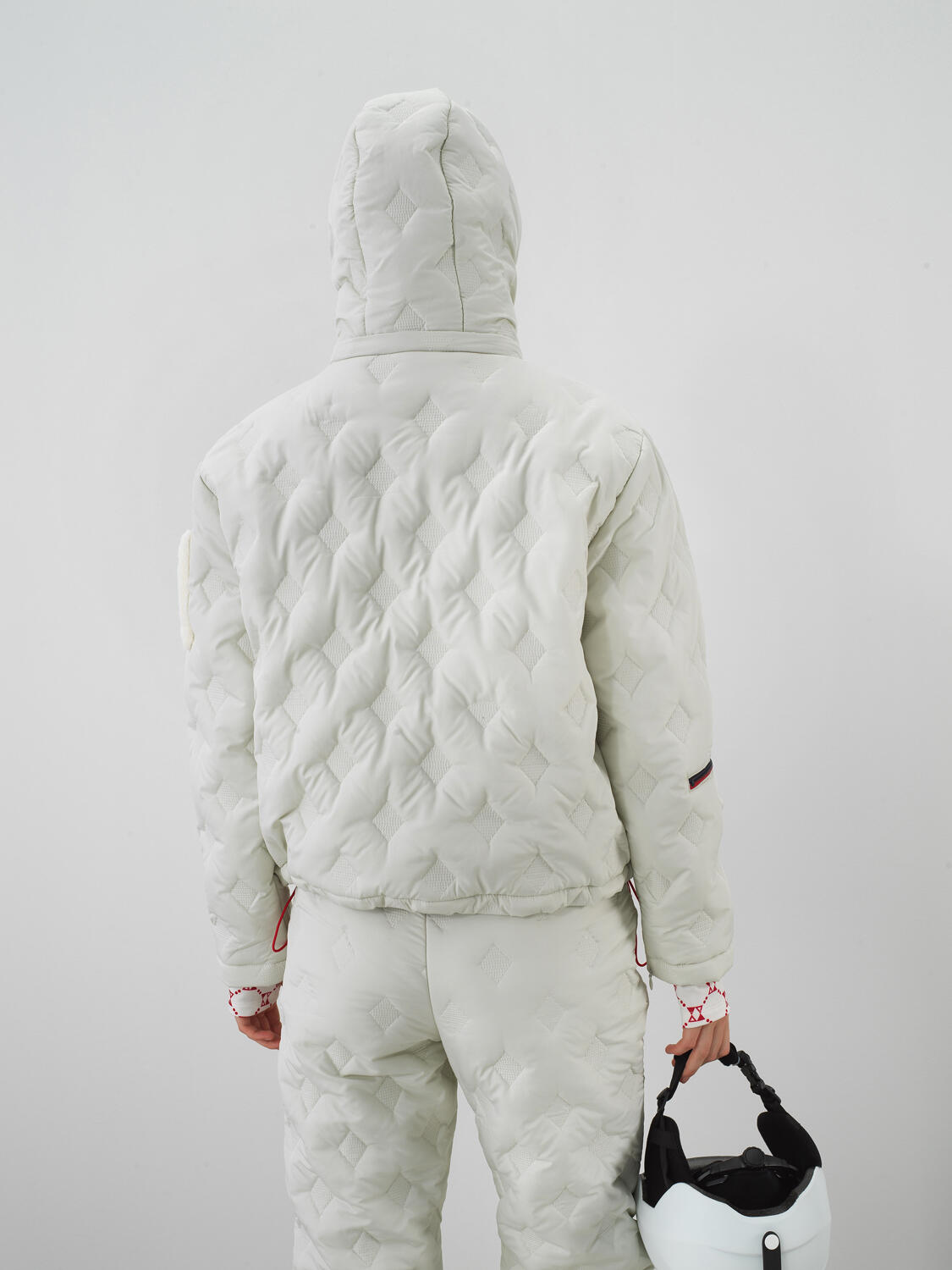 Ekru Kapitone Dokulu Oversize Mont - 6