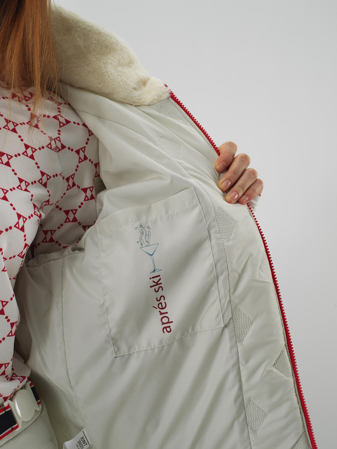 Ekru Kapitone Dokulu Oversize Mont - 4