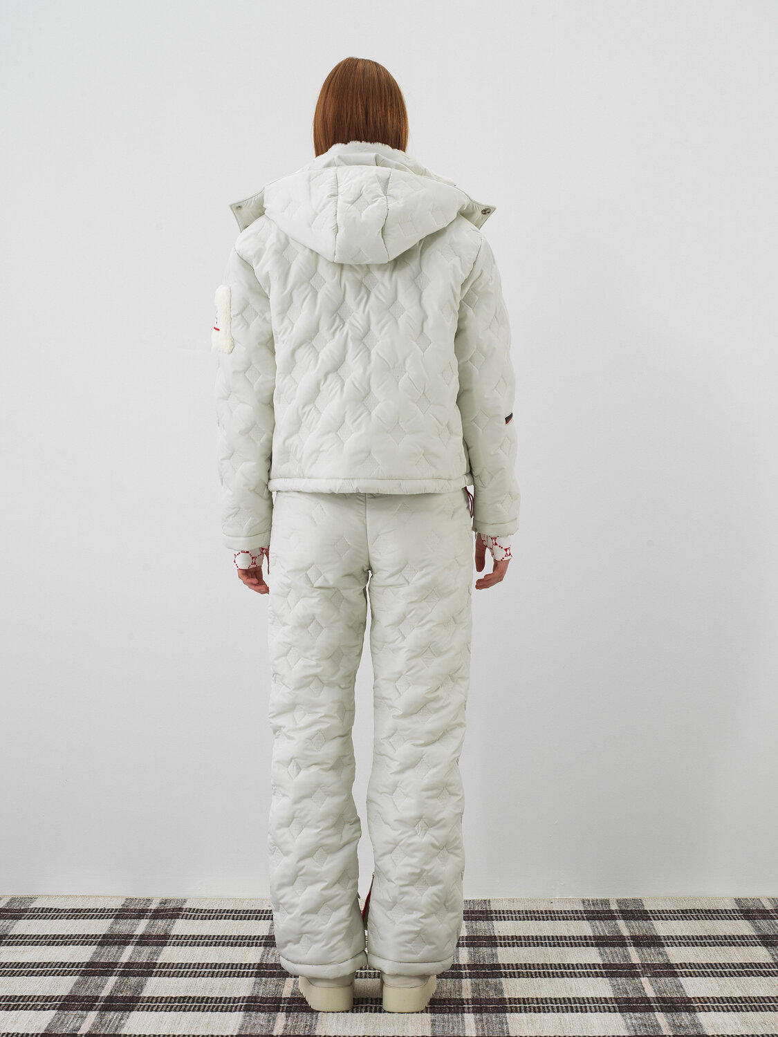 Ekru Kapitone Dokulu Oversize Mont - Xint