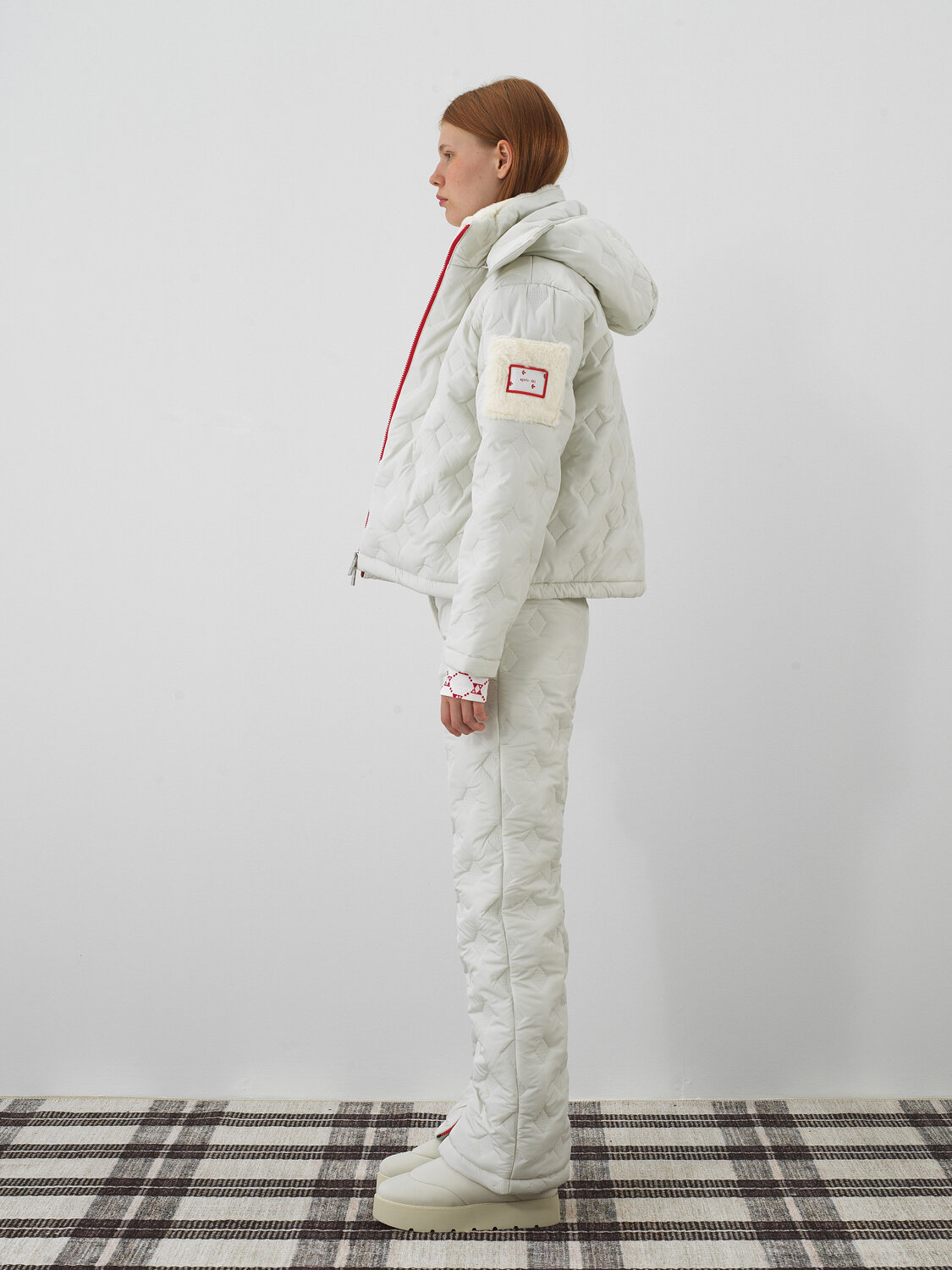 Ekru Kapitone Dokulu Oversize Mont - Xint