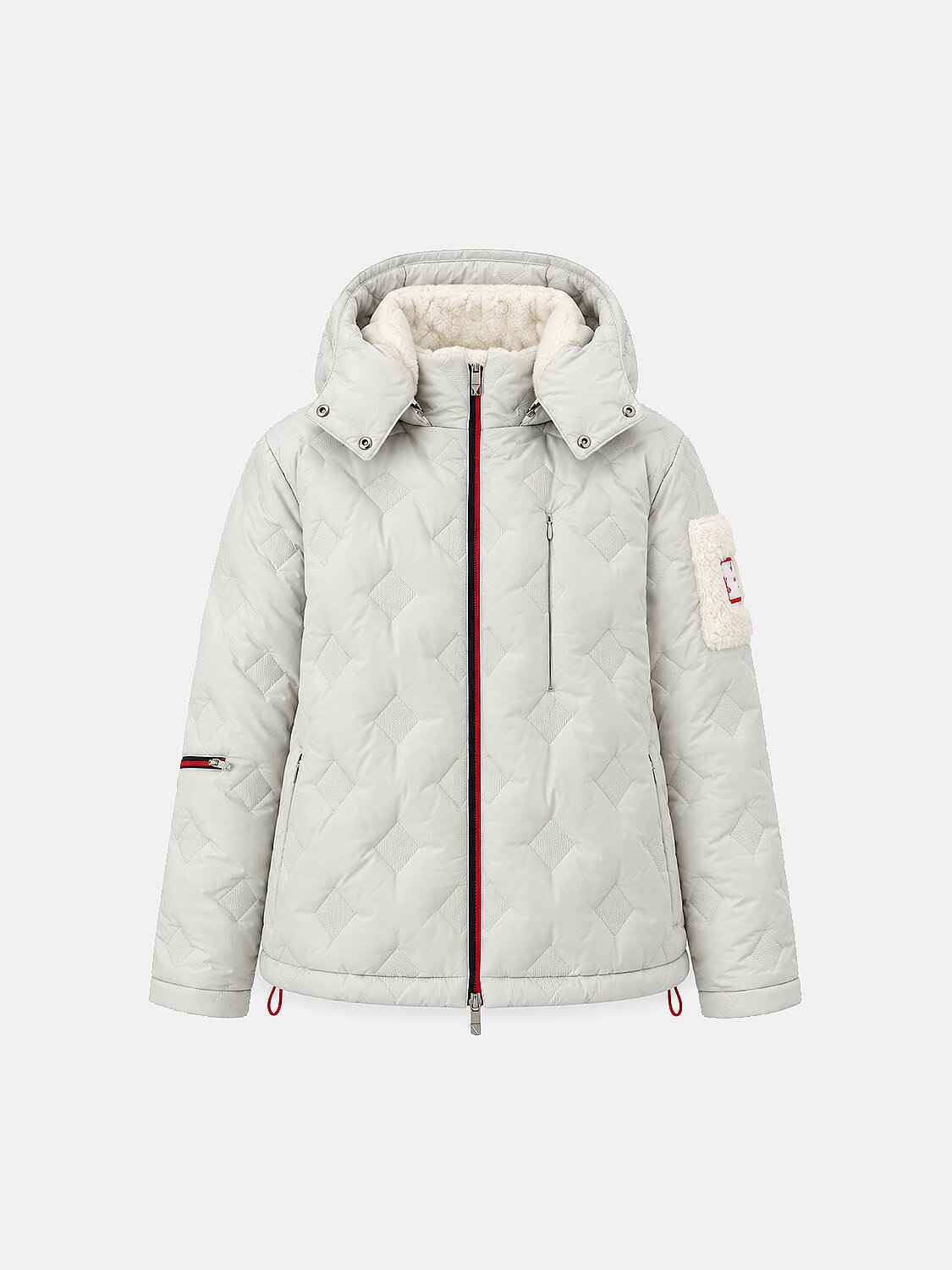 Ekru Kapitone Dokulu Oversize Mont (1)