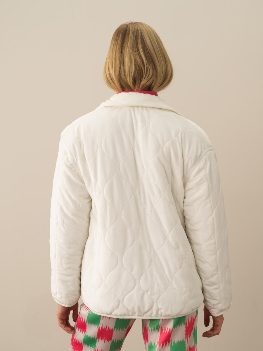 Kırık Beyaz Esnek Dokulu Oversize Mont - 5