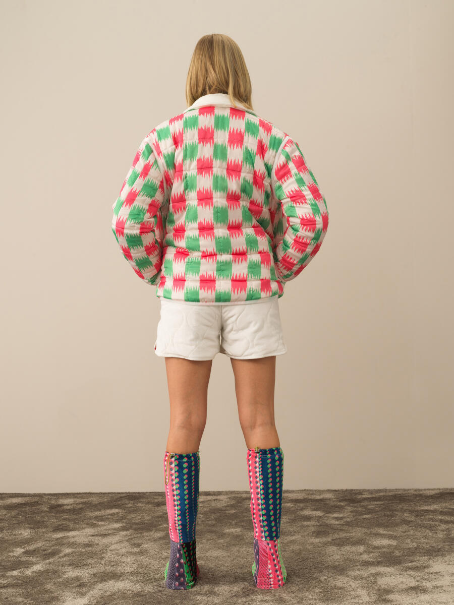 Kırık Beyaz Esnek Dokulu Oversize Mont - 4