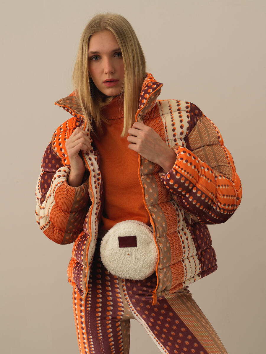 Oranj Esnek Dokulu Oversize Mont