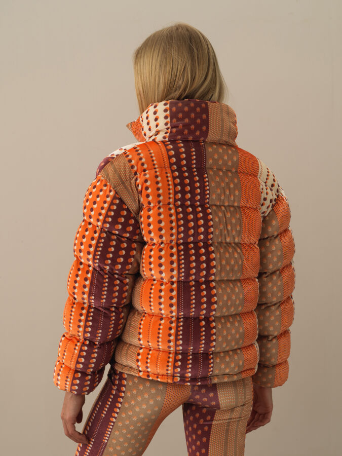 Oranj Esnek Dokulu Oversize Mont - Xint