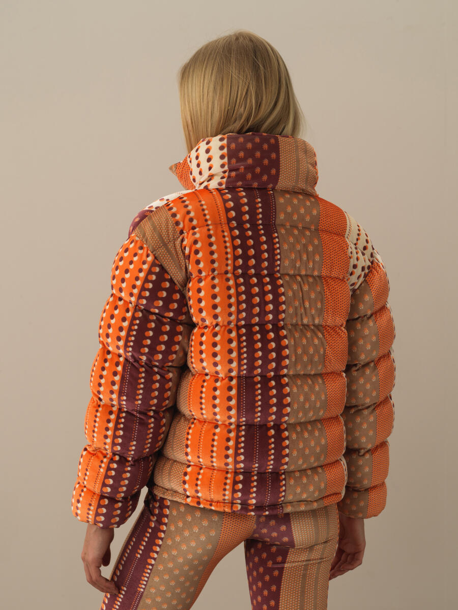 Oranj Esnek Dokulu Oversize Mont - 5