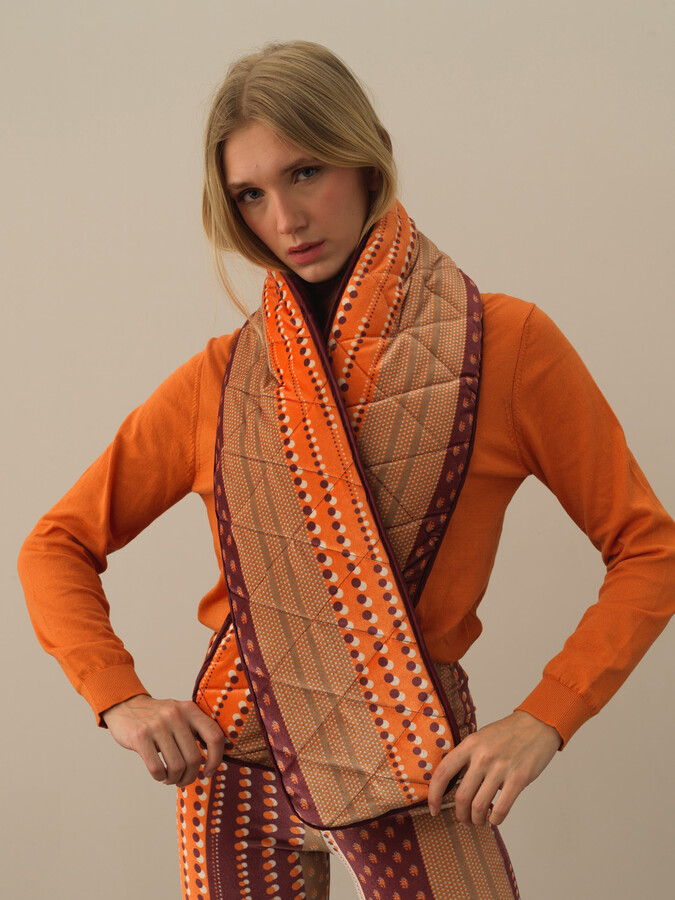 Oranj Esnek Dokulu Oversize Mont - Xint