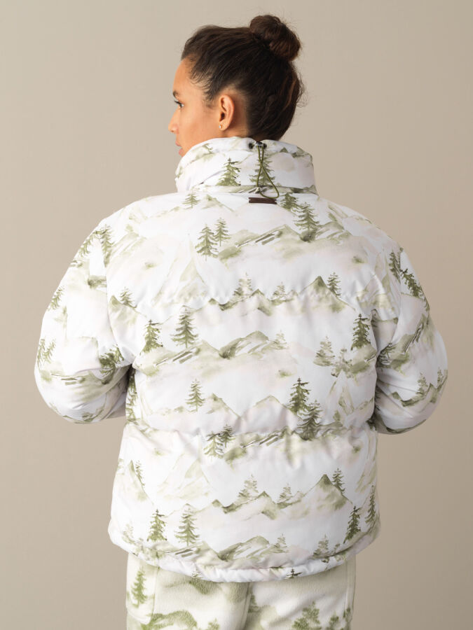 Yeşil Pamuk Dokulu Oversize Desenli Şişme - Xint