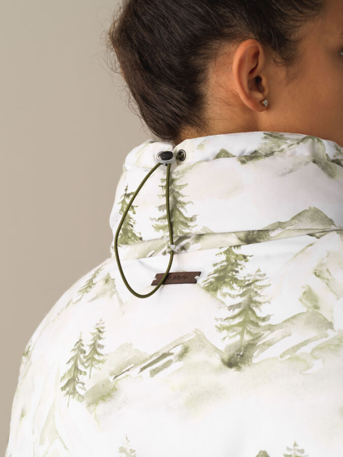 Yeşil Pamuk Dokulu Oversize Desenli Şişme - Xint