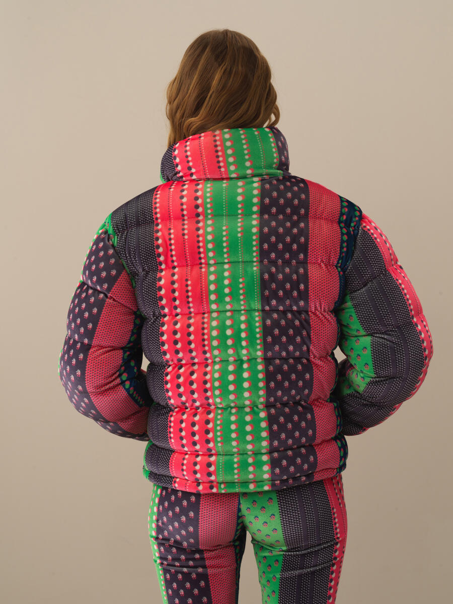 Pembe Esnek Dokulu Oversize Mont - 5