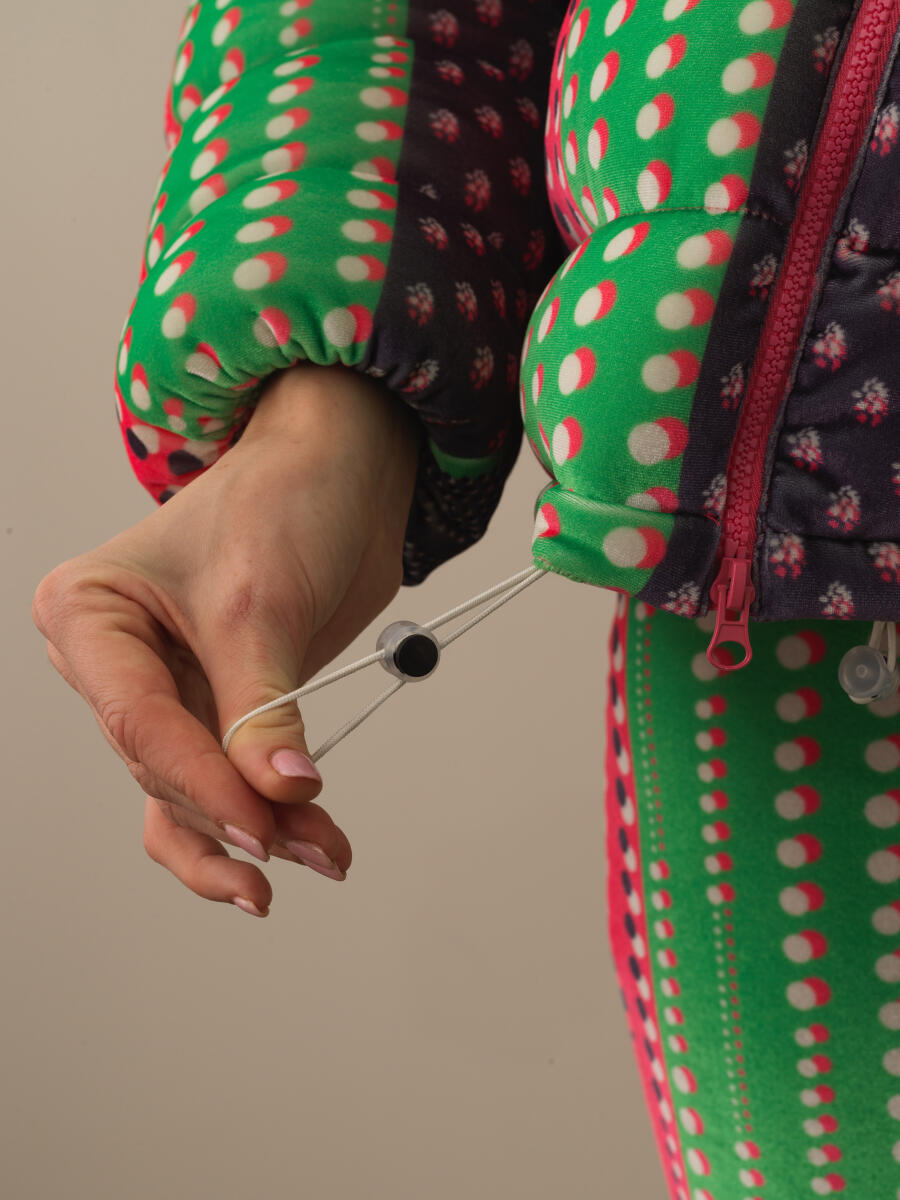 Pembe Esnek Dokulu Oversize Mont - 3