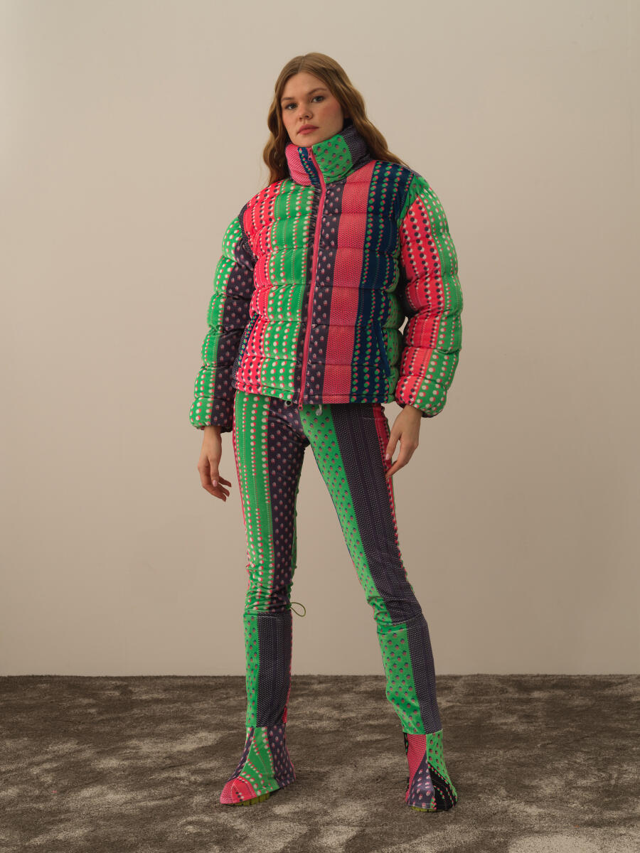 Pembe Esnek Dokulu Oversize Mont - 2