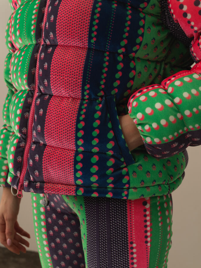 Pembe Esnek Dokulu Oversize Mont - Xint