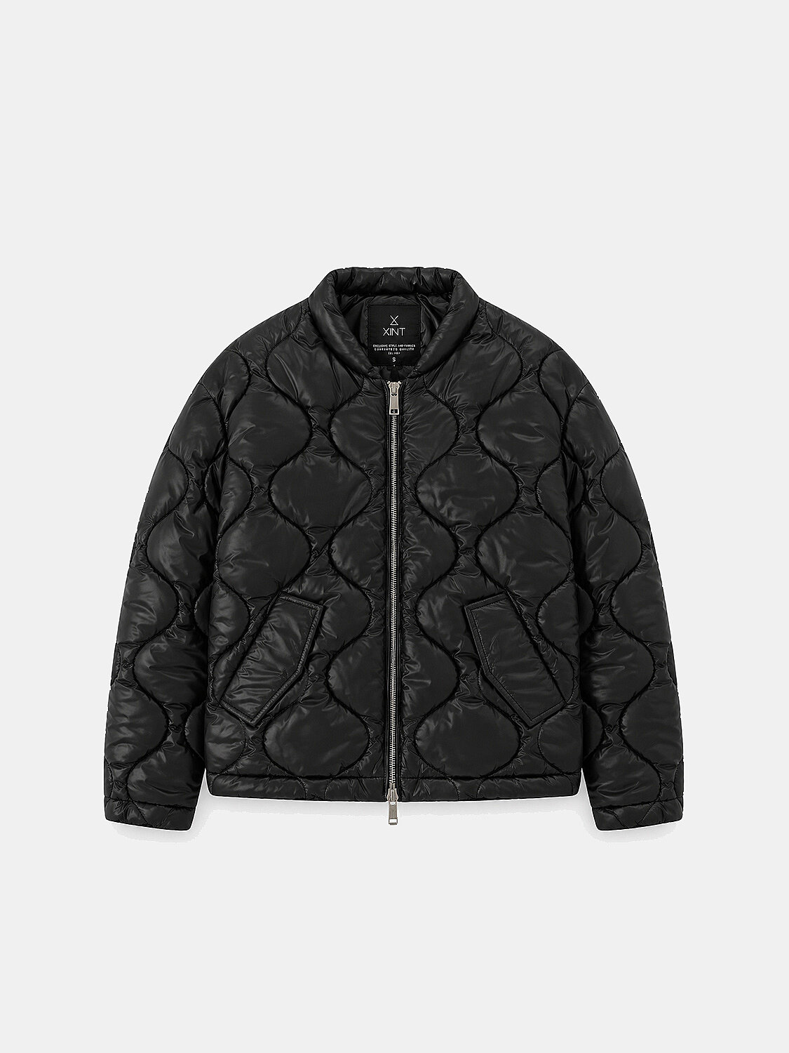 Siyah Oversize Dik Yaka Mont