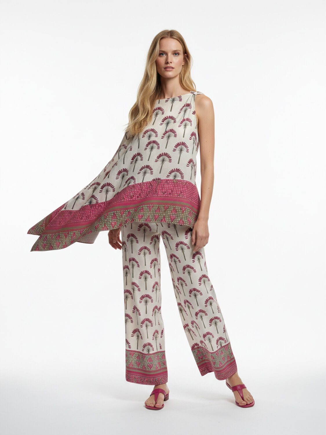 Bej Doğal Dökümlü Oversize Pantolon - 3