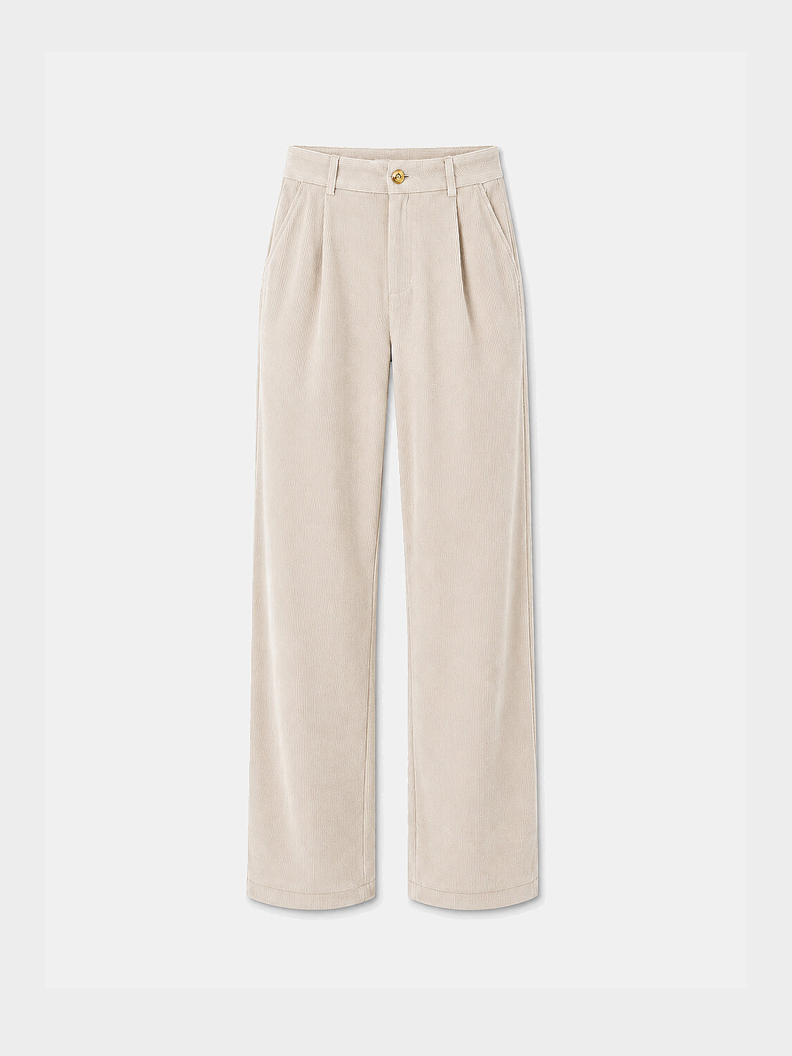 Bej Lüks Dokulu Soft Kadife Regular Fit Pantolon - 1