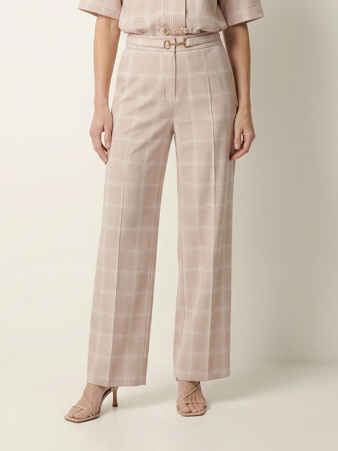 Bej Pamuk Dokulu Oversize Pantolon - 1