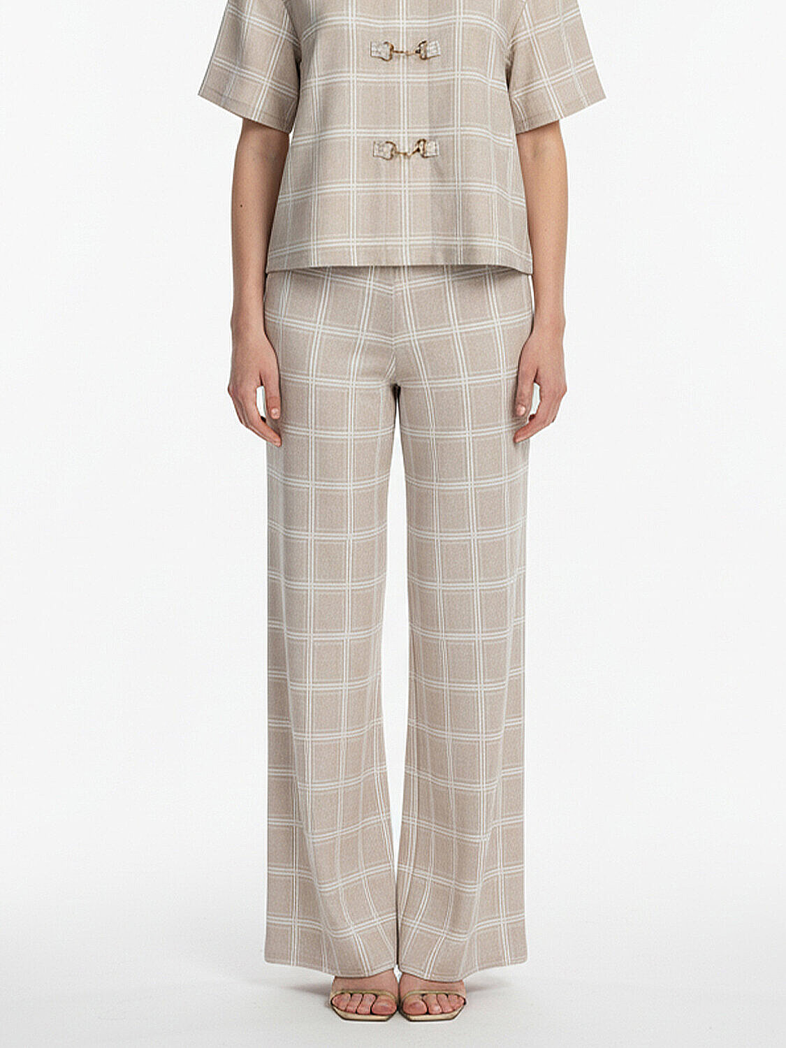 Bej Pamuk Dokulu Oversize Pantolon (1)