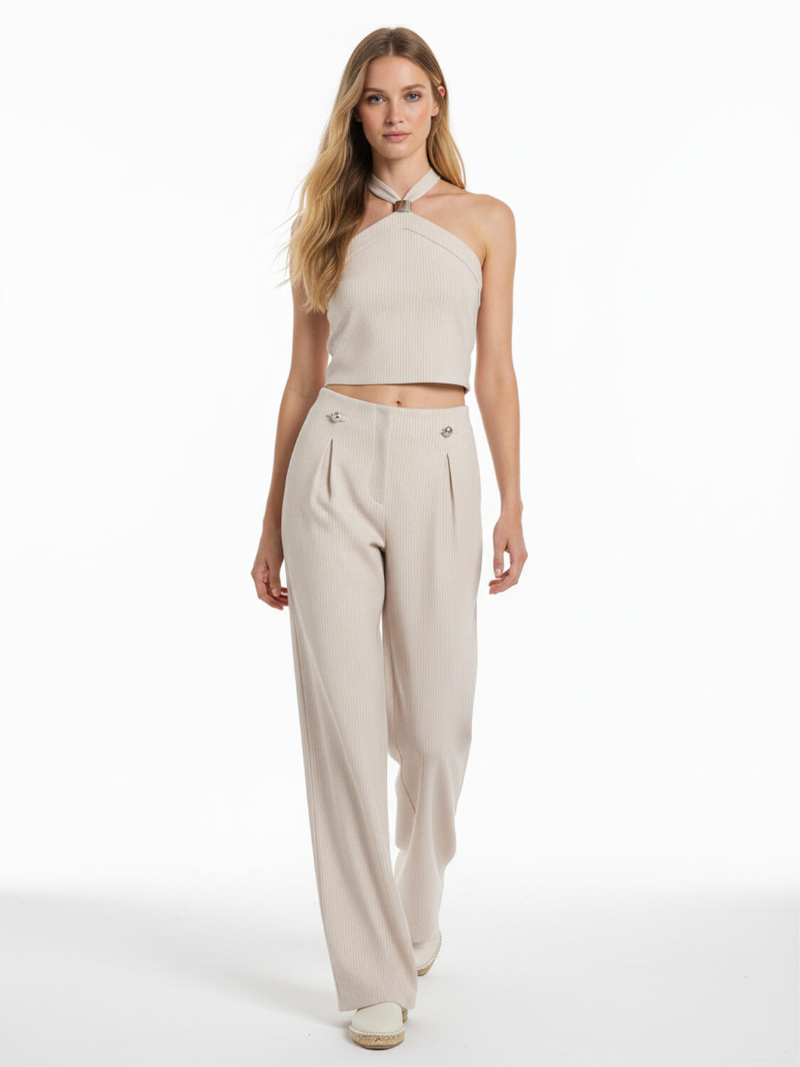 Bej Pamuk Dokulu Regular Fit Pantolon - 3