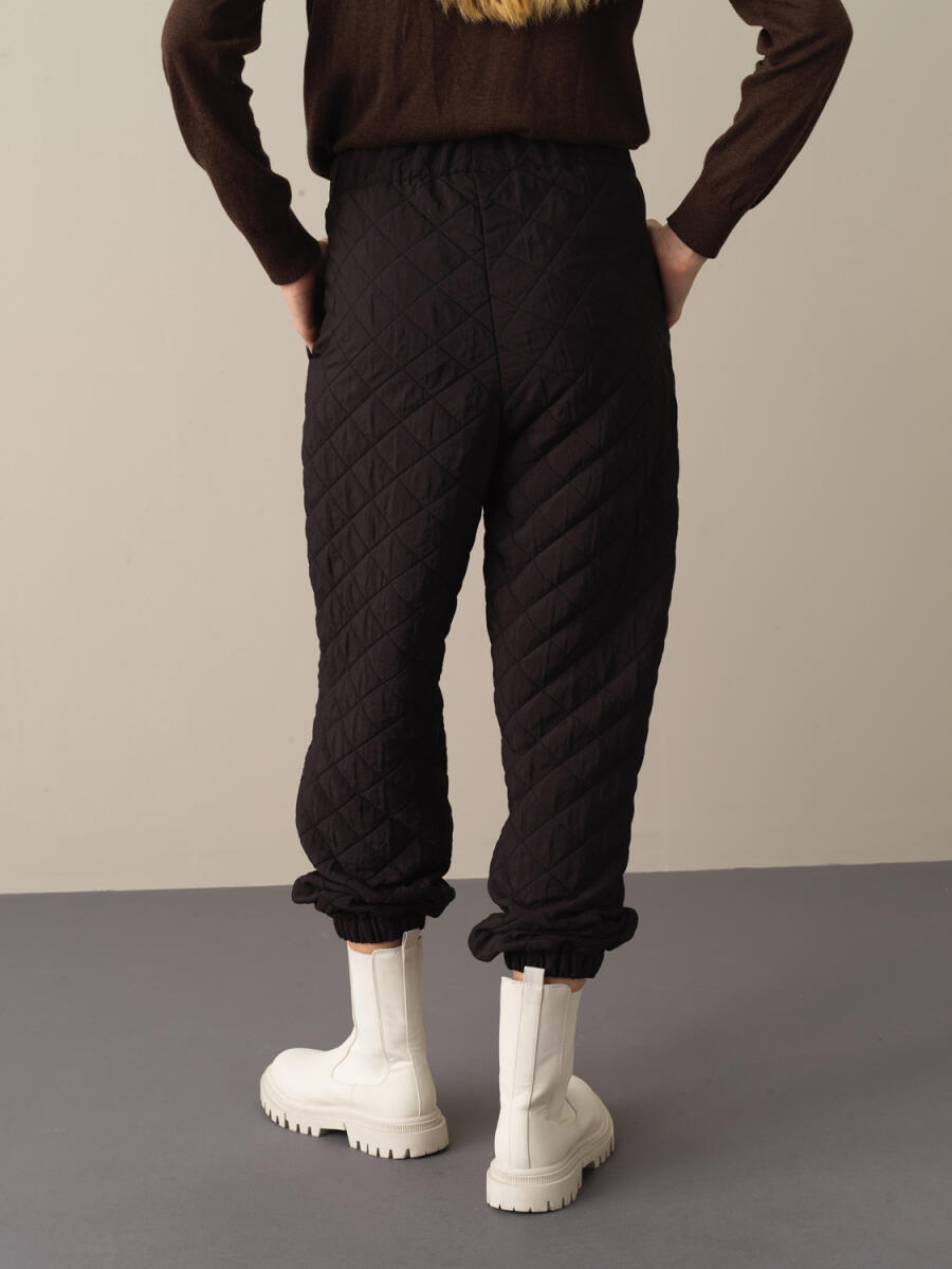 Siyah Oversize Kapitone Pantolon - 3