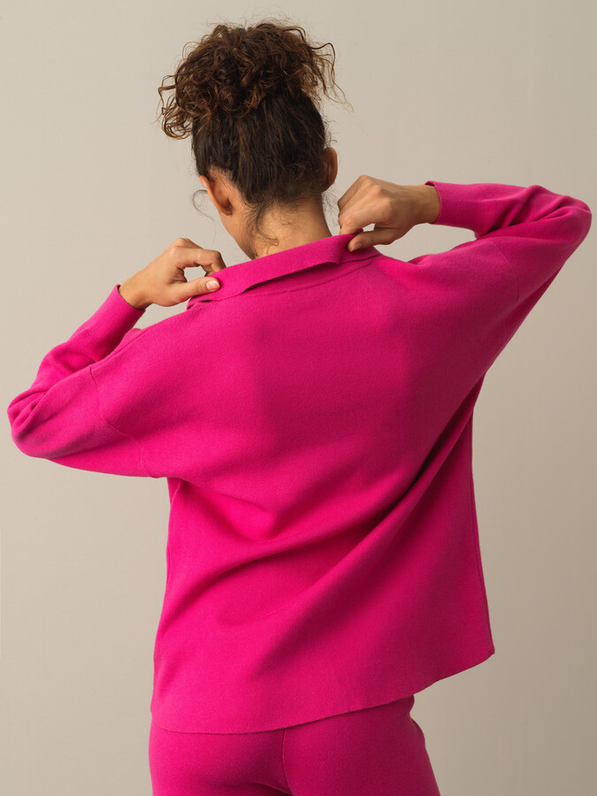 Fuşya Esnek Dokulu Regular Fit Triko Pantolon - Xint