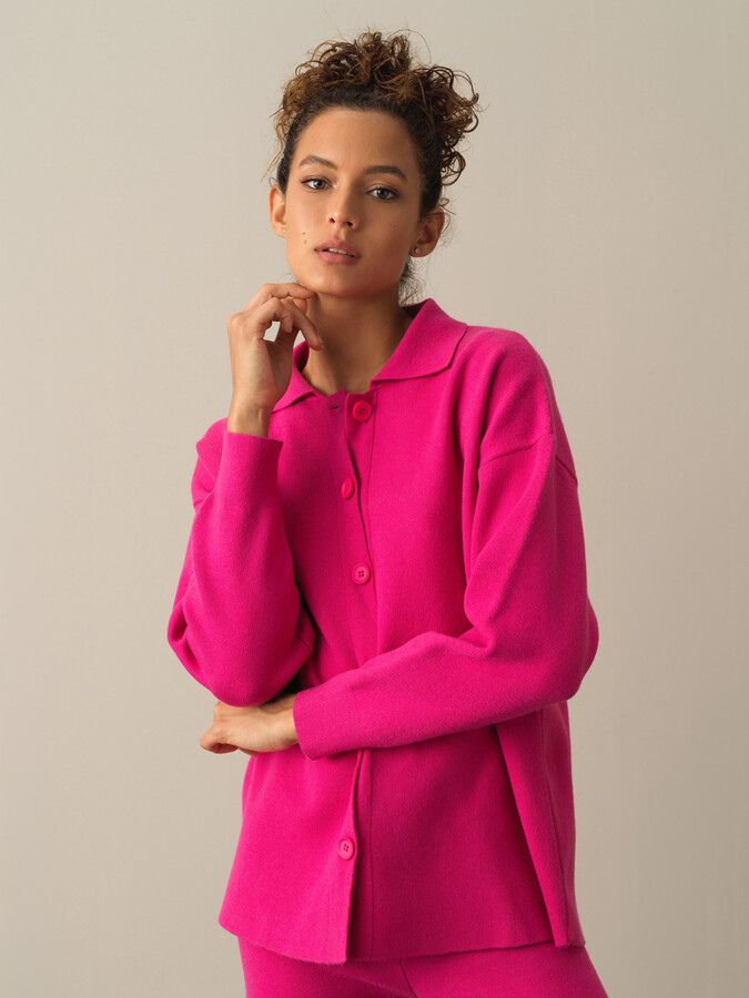 Fuşya Esnek Dokulu Regular Fit Triko Pantolon - Xint