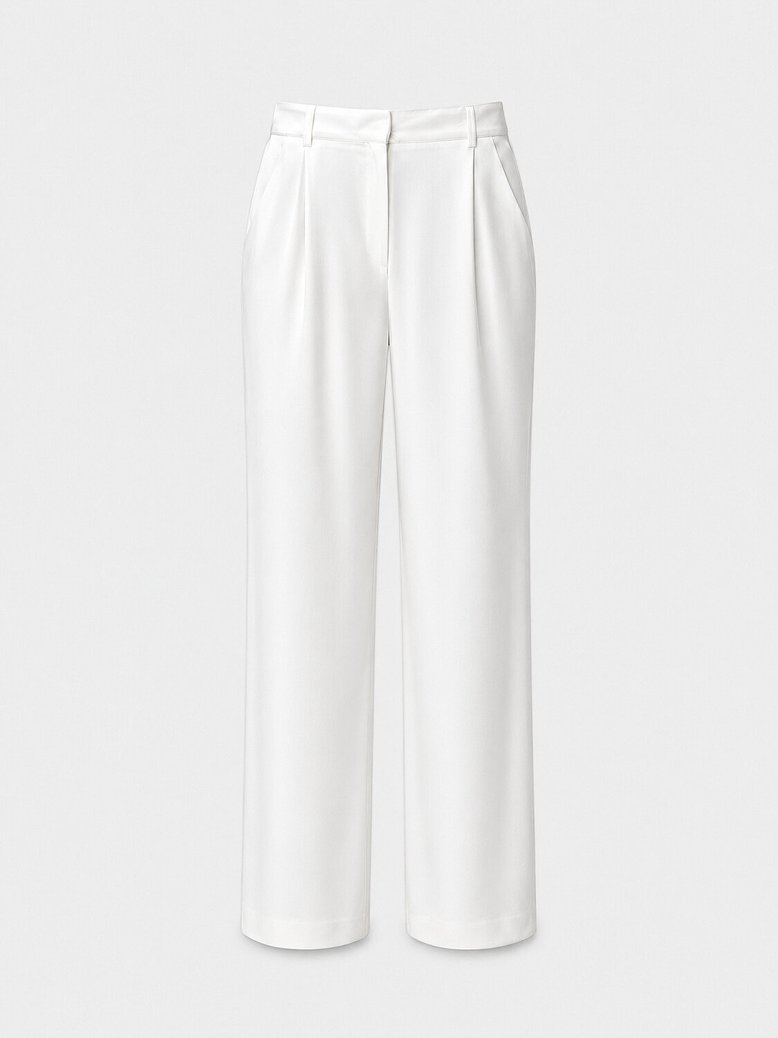 Beyaz İpeksi Saten Oversize Pantolon - 5