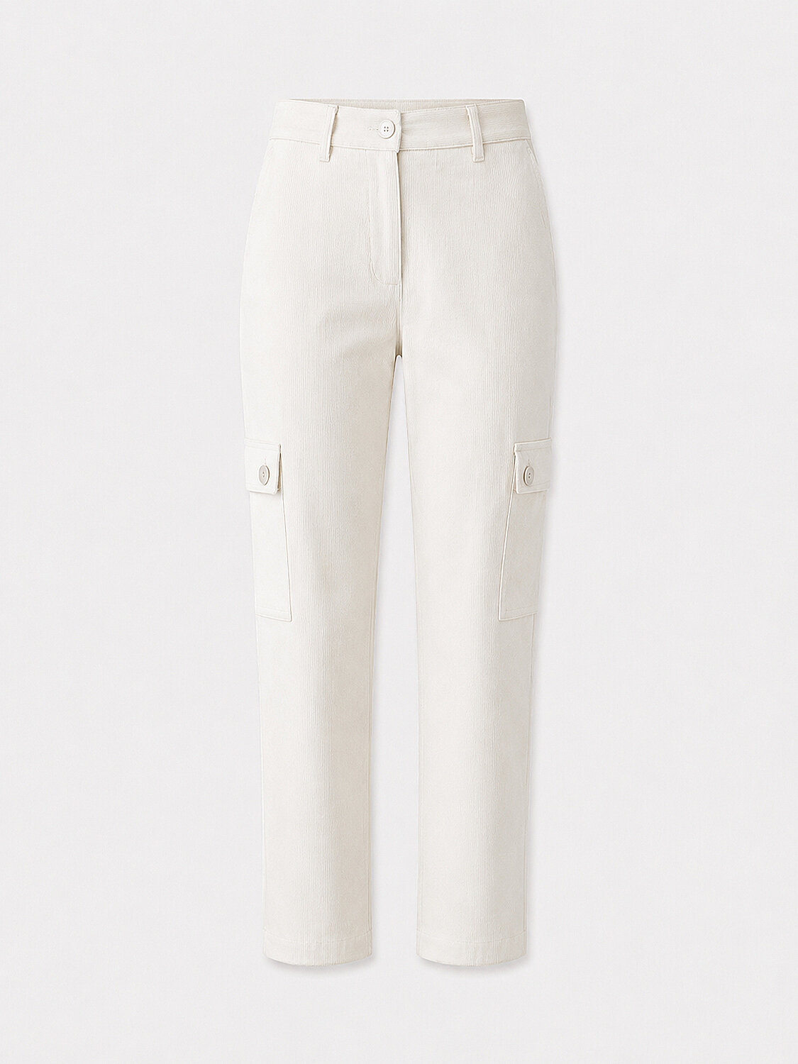 Beyaz Lüks Dokulu Soft Kadife Oversize Pantolon - 4