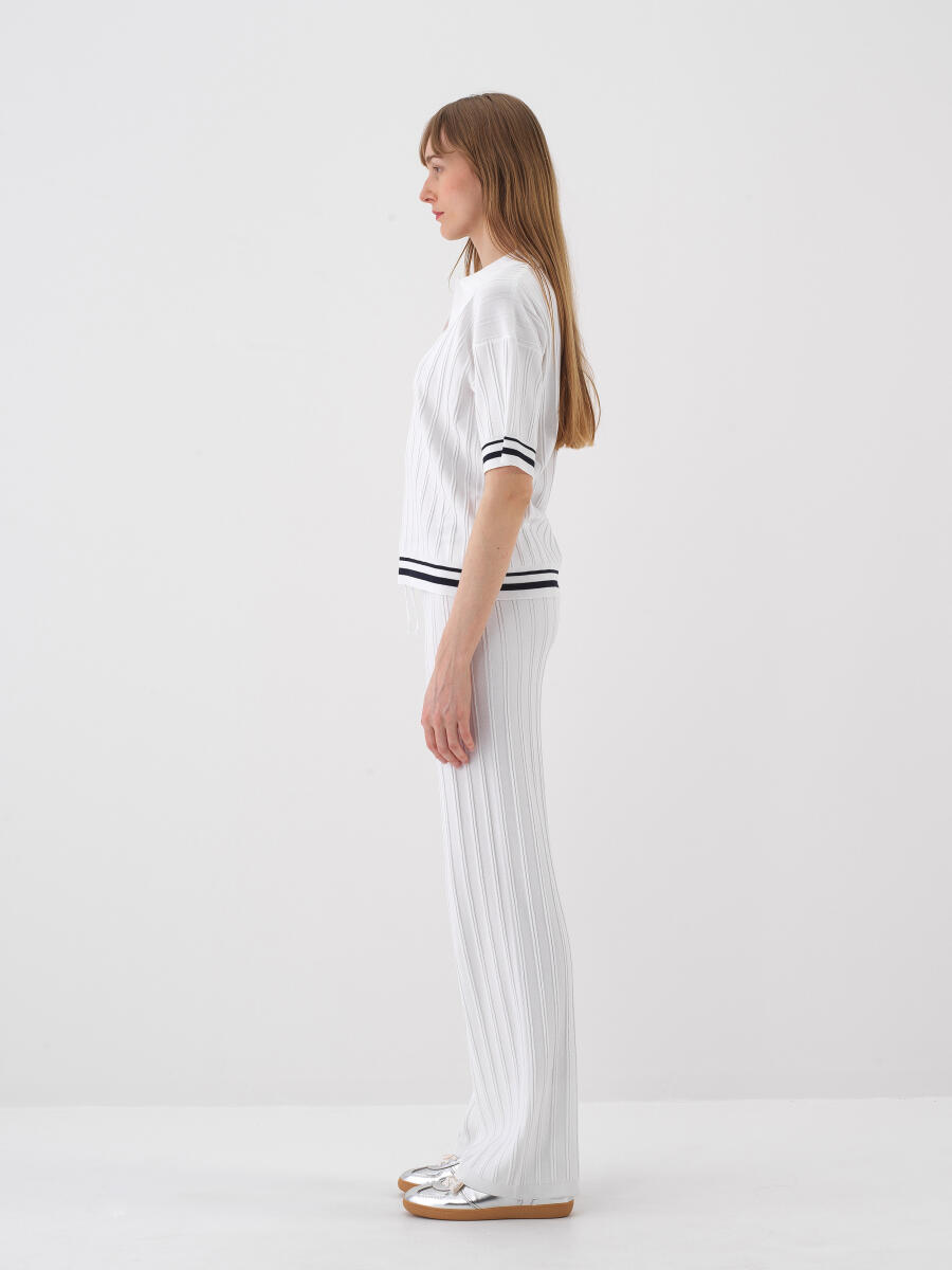 Beyaz Doğal Dökümlü Oversize Pantolon - 2