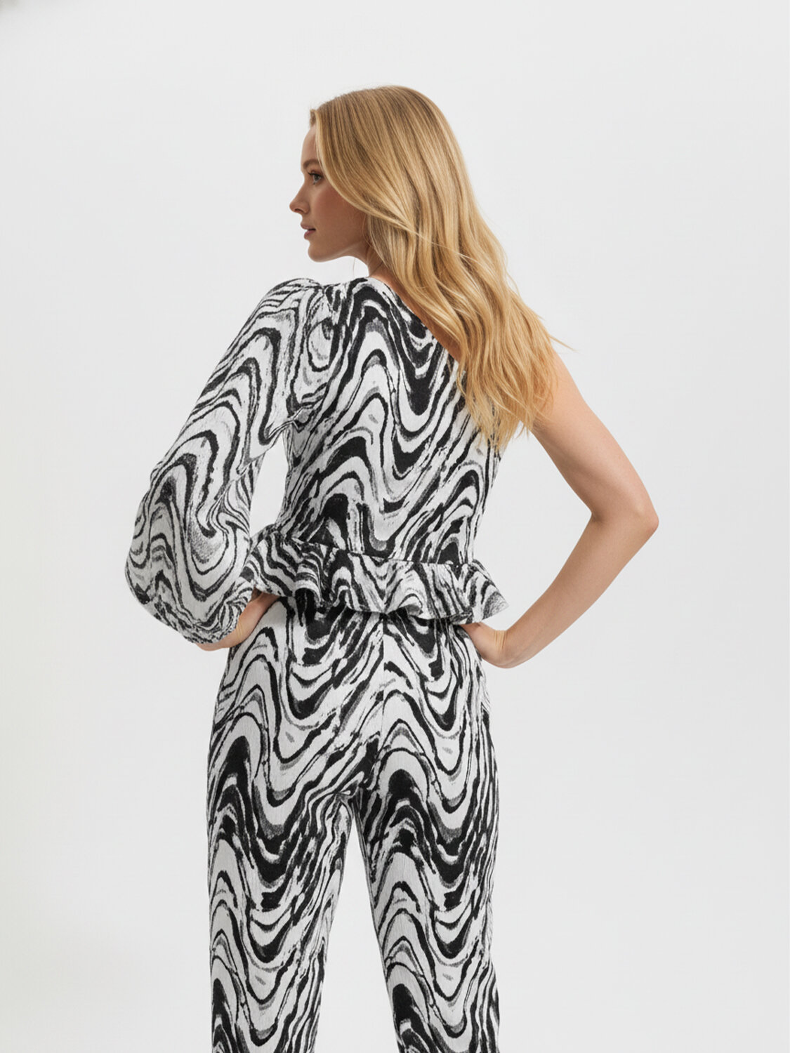 Beyaz Pamuk Dokulu Regular Fit Pantolon - 3